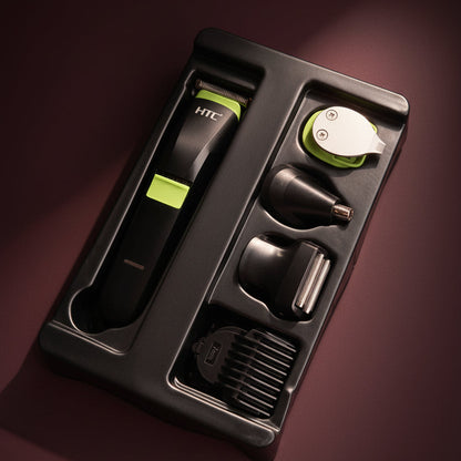 HTC 4-in-1 Men's Grooming Kit | Face, Hair & Body Trimmer | Rechargeable Electric Trimmer (AT-1211)