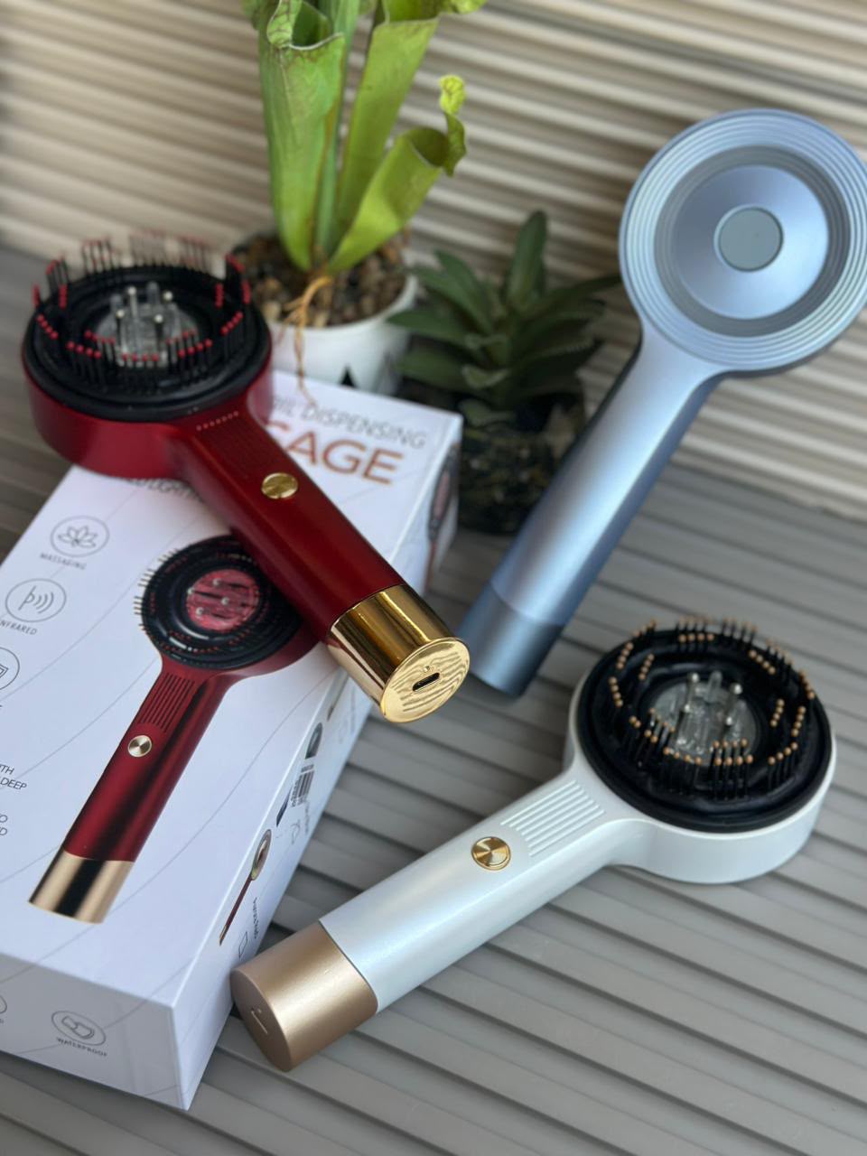 Magnetic Oil Dispensing Scalp Massage Comb with Red Light Therapy — Splashproof